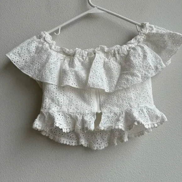 Revolve Majorelle Julianna White Eyelet Lace Off The Shoulder Blouse Size Small - Picture 5 of 8